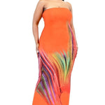 Plus Sleeveless Color Gradient Tube Top Maxi Dress