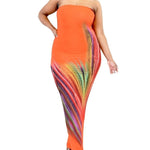 Plus Sleeveless Color Gradient Tube Top Maxi Dress