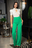 High Waist Pants With Self Fabric Buckle Detail On The Waist