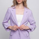 Woven Solid 3/4 Sleeve Blazer