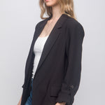 Woven Solid 3/4 Sleeve Blazer