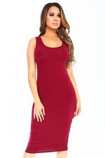 Pre- Order BURGUNDY Scoop Neckline Body-Con Dress