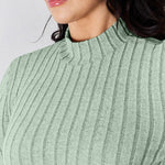 Basic Bae Full Size Ribbed Mock Neck Long Sleeve T-Shirt