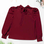 Mock Neck Puff Sleeve Blouse