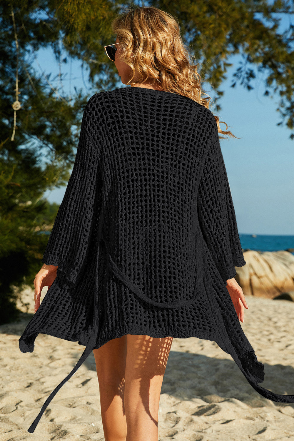 Pre-Order Tie-Waist Openwork Crochet Cover Up