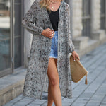 Animal Print Long Sleeve Open Front Cardigan