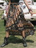 Printed High-Low Ruffle Hem Skirt