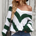 Chevron Cable-Knit V-Neck Tunic Sweater