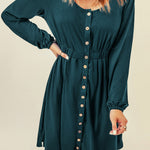 Button Down Long Sleeve Dress with Pockets