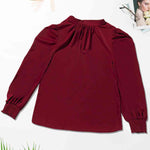 Mock Neck Puff Sleeve Blouse