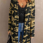 Double Take Printed Open Front Longline Cardigan