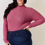 Basic Bae Full Size Ribbed Mock Neck Long Sleeve T-Shirt