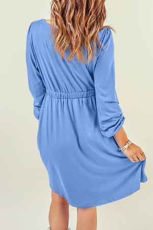 Button Down Long Sleeve Dress with Pockets