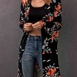 Double Take Printed Open Front Longline Cardigan