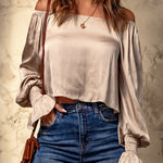 Smocked Flounce Sleeve Off-Shoulder Blouse