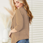 Ninexis Open Front 3/4 Sleeve Full Size Cardigan