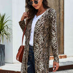 Double Take Printed Open Front Longline Cardigan