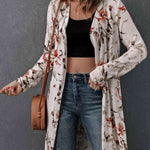 Double Take Printed Open Front Longline Cardigan