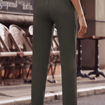 Ankle-Length Straight Leg Pants with Pockets