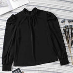 Mock Neck Puff Sleeve Blouse