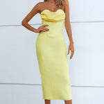 Seam Detail Strapless Sweetheart Neck Dress