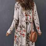 Double Take Printed Open Front Longline Cardigan