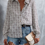 Printed Button Down Long Sleeve Shirt