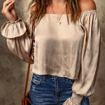 Smocked Flounce Sleeve Off-Shoulder Blouse