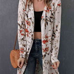 Double Take Printed Open Front Longline Cardigan