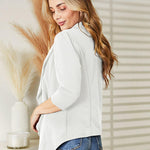 Ninexis Open Front 3/4 Sleeve Full Size Cardigan