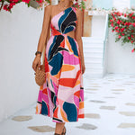 Printed Cutout One-Shoulder Sleeveless Dress