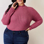 Basic Bae Full Size Ribbed Mock Neck Long Sleeve T-Shirt