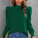 Mock Neck Puff Sleeve Blouse